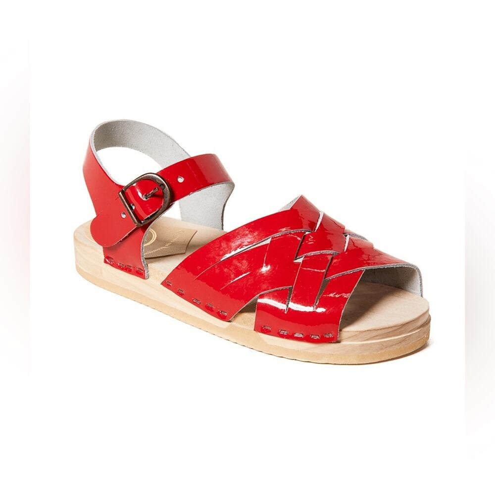 No.6 Red Patent Flat Huarache Clogs Leather Clog Strappy Sandals 39 - Picture 3 of 8